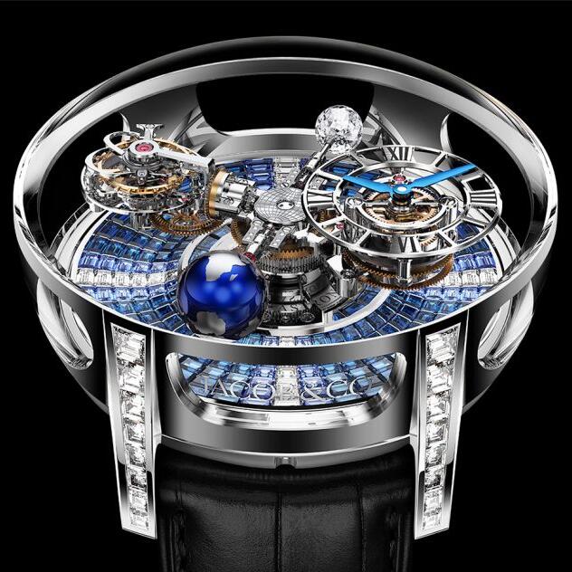 Review Jacob & Co ASTRONOMIA TOURBILLON ICY BLUE DEGRADE SAPPHIRES AT800.30.BD.UA.B Replica watch - Click Image to Close